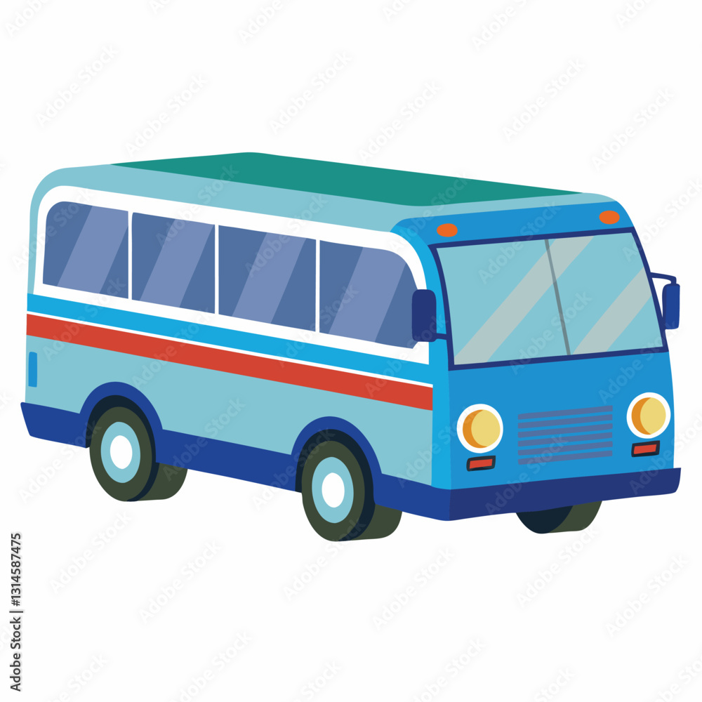 A Charming Blue Retro Bus Illustration A Delightful Cartoon Vehicle Design for Kids A Charming Blue Retro Bus Illustration A Delightful Cartoon Vehicle Design for Kids