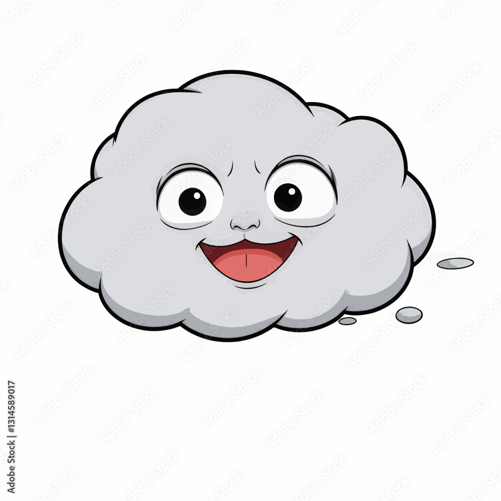 Cartoon cloud character with a joyful expression Cartoon cloud character with a joyful expression