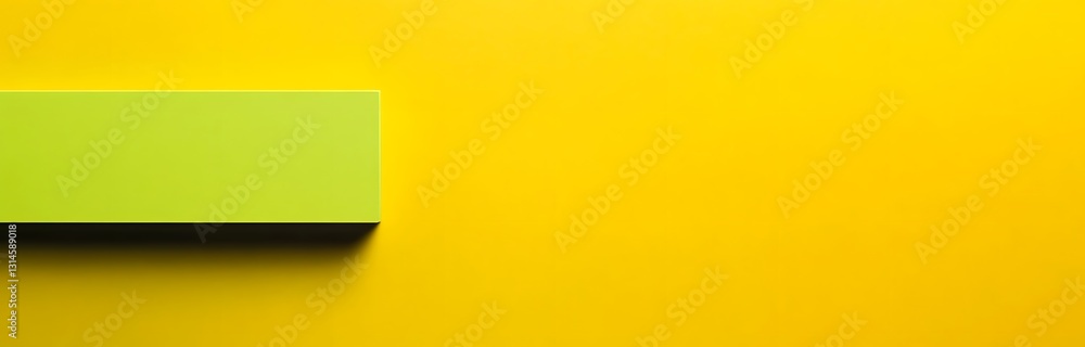 Fototapeta premium a vibrant lime green sticky note against a bright yellow background, with plenty of copy space