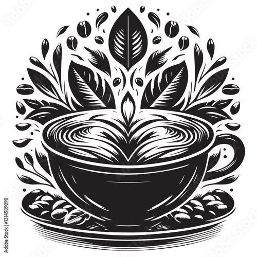Silhouette cup of coffee icon vector illustration isolated premium design in white background 34