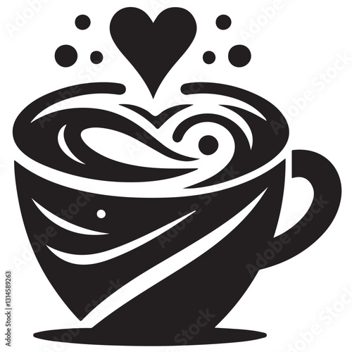 Silhouette cup of coffee icon vector illustration isolated premium design in white background 35