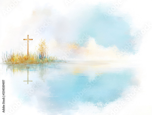  Pastel drawing of a cross 