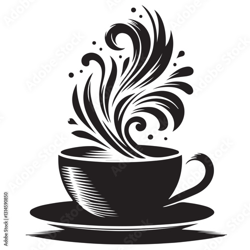 Silhouette cup of coffee icon vector illustration isolated premium design in white background 6