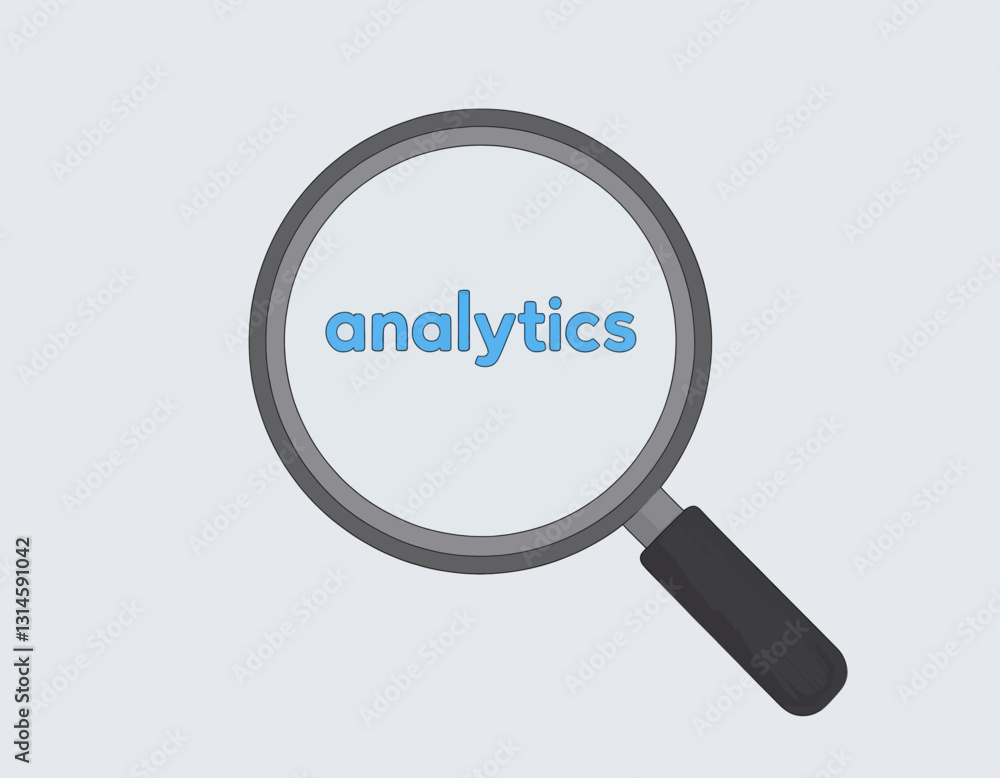 Analytics under magnifying glass, a data search Analytics under magnifying glass, a data search