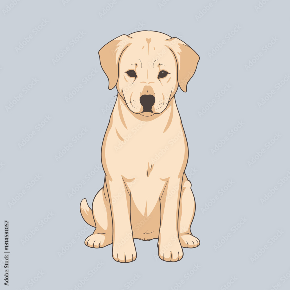 Adorable cartoon-style light brown Labrador puppy sitting pretty Adorable cartoon-style light brown Labrador puppy sitting pretty
