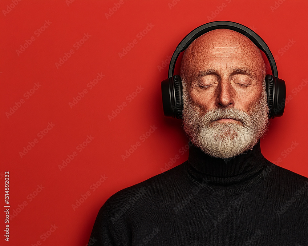 Fototapeta premium Fashion headphones character advertising portrait