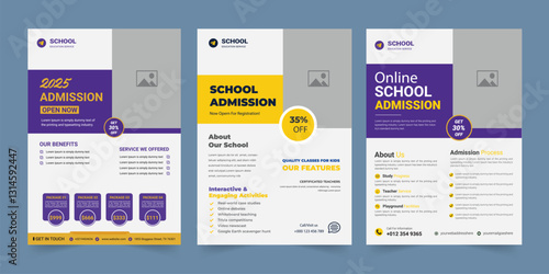 Kids back to school education admission flyer poster template bundle, Kids Childrens back to school education admission flyer poster layout, book cover, leaflet, poster, brochure, template