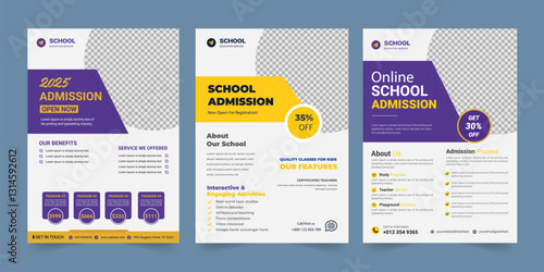 School admission education flyer bundle, Higher education social media post set web banner template, Higher education flyer, Study abroad flyer, Admission flyer template