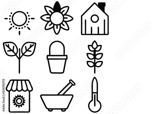 garden icons set