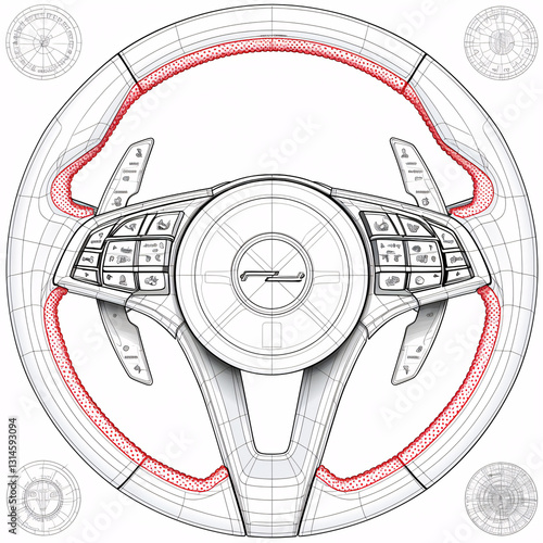 sketch of car steering wheel
