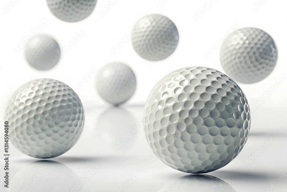 White Golf Balls in Motion Against a Clean Background White Golf Balls in Motion Against a Clean Background