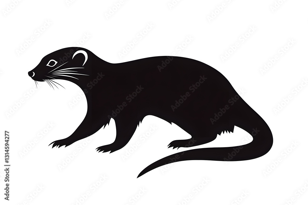 Silhouette of a Ferret, Agile Mammal, Wild Animal, Nature's Stealth Hunter, Amazing Wildlife Silhouette of a Ferret, Agile Mammal, Wild Animal, Nature's Stealth Hunter, Amazing Wildlife