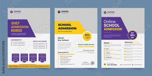Kids back to school education admission flyer, Print ready school admission flyer poster layout. school admission flyer design template. junior school promotion poster leaflet design