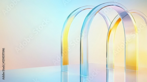 Colorful Glass Arches With A Soft Gradient Background