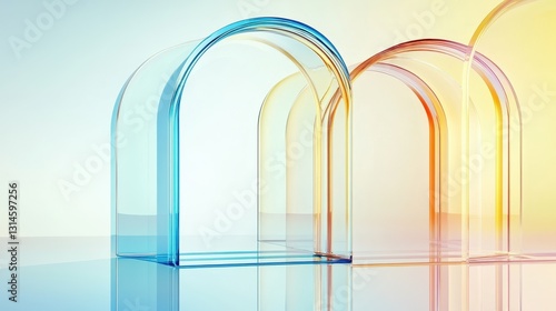 Obraz na płótnie Colorful Translucent Archways In Abstract Sunlight. w salonie