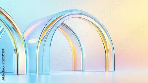 Obraz na płótnie Glossy Translucent Archways With Captivating Colors Blend. w salonie