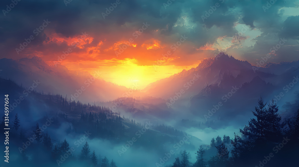 Naklejka premium Golden Skies – Breathtaking Sunrises & Dreamy Sunsets