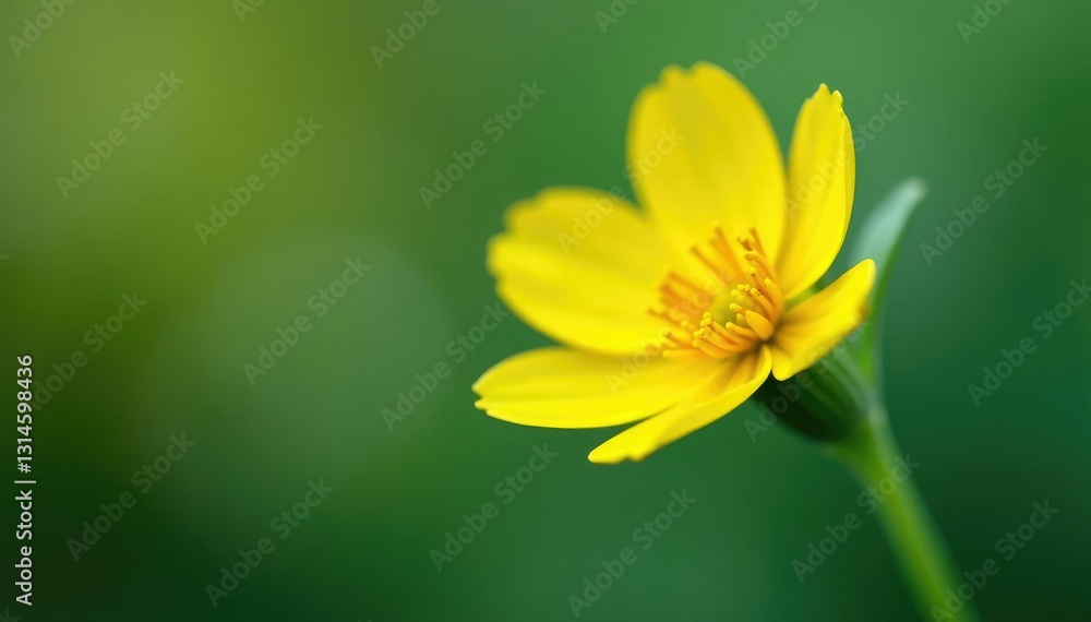 Obraz premium Bright yellow petals against a soft green stem,, flowers-in-stem, bright-yellow-flower-green-stem