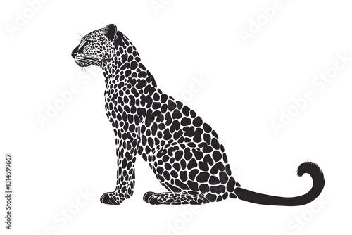 Majestic Leopard:  Sitting Wild Cat, Spotted Feline, Powerful Predator, Graceful Animal,  African Wildlife.
