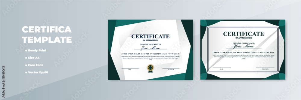 Fototapeta premium A4 Printable Certificate Templates Geometric Design, Grey Background