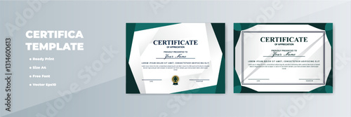 A4 Printable Certificate Templates Geometric Design, Grey Background