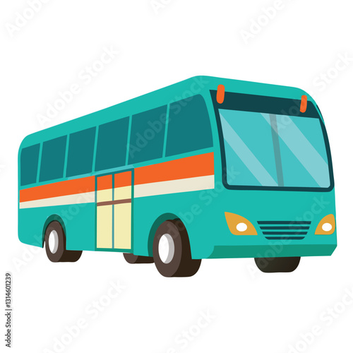 Teal and Orange Public Transportation Bus Illustration
