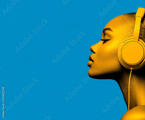 Fashion headphones character advertising portrait