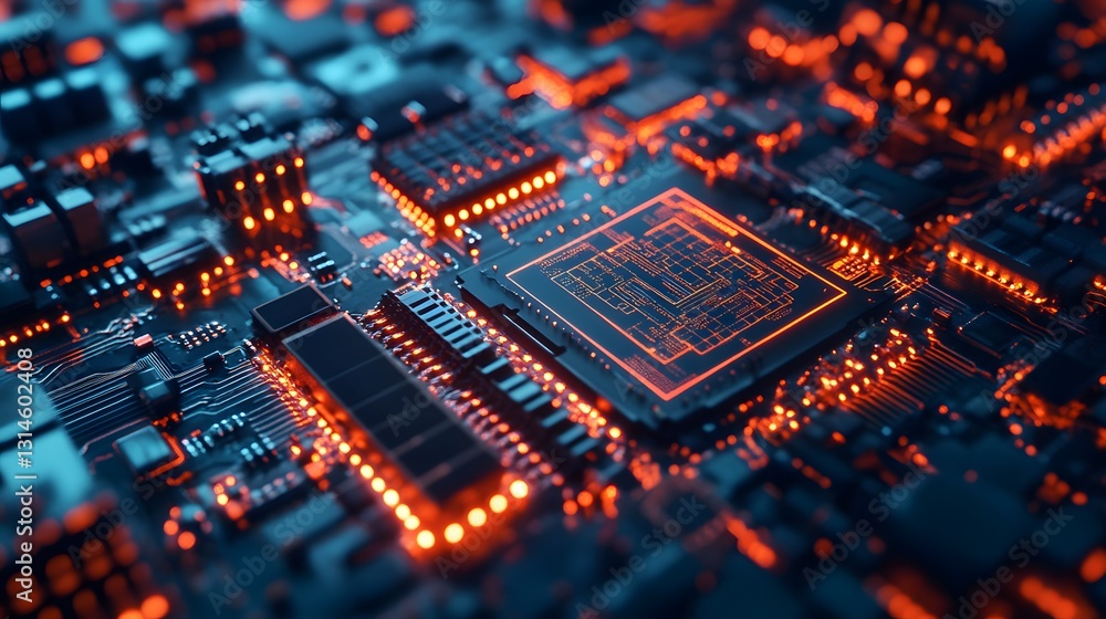 A close-up view of a circuit board featuring glowing components and intricate designs, symbolizing advanced technology. A close-up view of a circuit board featuring glowing components and intricate designs, symbolizing advanced technology.