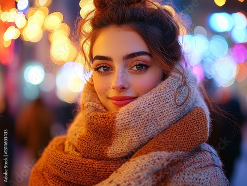 Wallpaper Mural In a realm of captivating enchantment, behold a joyful woman radiating pure delight, her countenance illuminated by the ethereal glow of a magical aura A serene portrait captures her essence, framed Torontodigital.ca