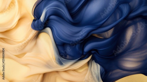 Obraz na płótnie Fluid Gold And Blue Abstract Texture In Fabric Style w salonie