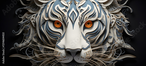 quilling paper mask Tiger, ai generative