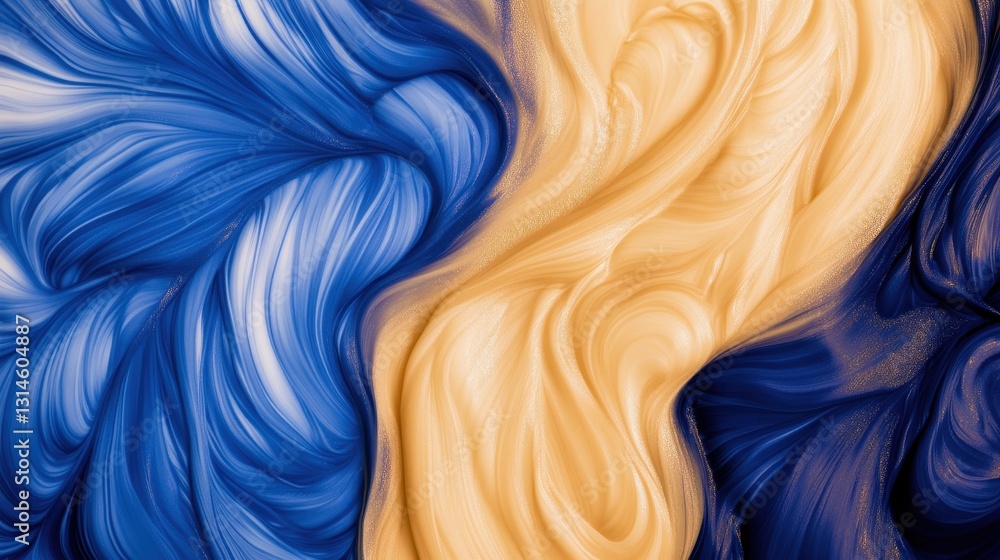 Dynamic Interplay Of Blue And Golden Hues Converging