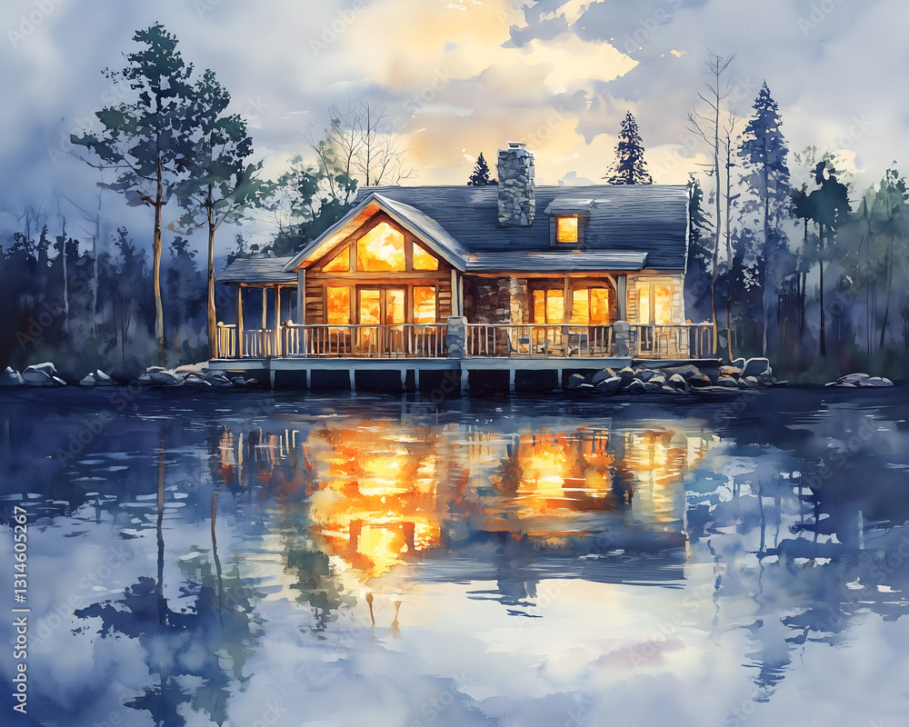 Fototapeta premium house on the lake