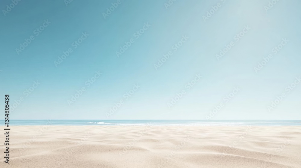 Spacious beach view with soft sand dunes and a clear blue sky offering an ideal canvas for text placement Spacious beach view with soft sand dunes and a clear blue sky offering an ideal canvas for text placement