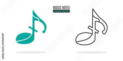 Illustration symbol. Music notes abstract illustration design. Stock vector icon.