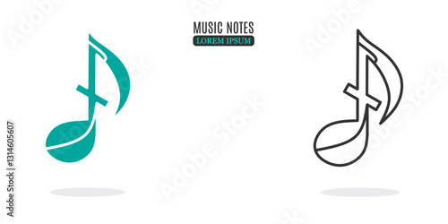 Illustration symbol. Music notes abstract illustration design. Stock vector icon.