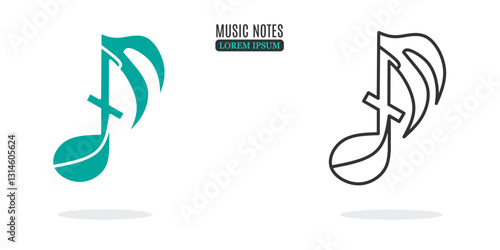 Illustration symbol. Music notes abstract illustration design. Stock vector icon.