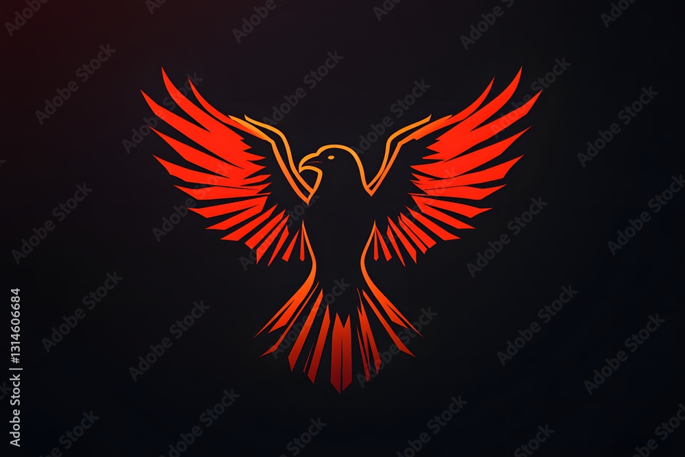 Fototapeta premium Fiery Phoenix Soaring: Majestic Bird Design, Graphic Art