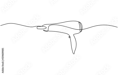 One line continuous hairdryer hairdresser symbol concept, One line continuous hairdryer hairdresser symbol concept. Silhouette hair design image style technology icon.