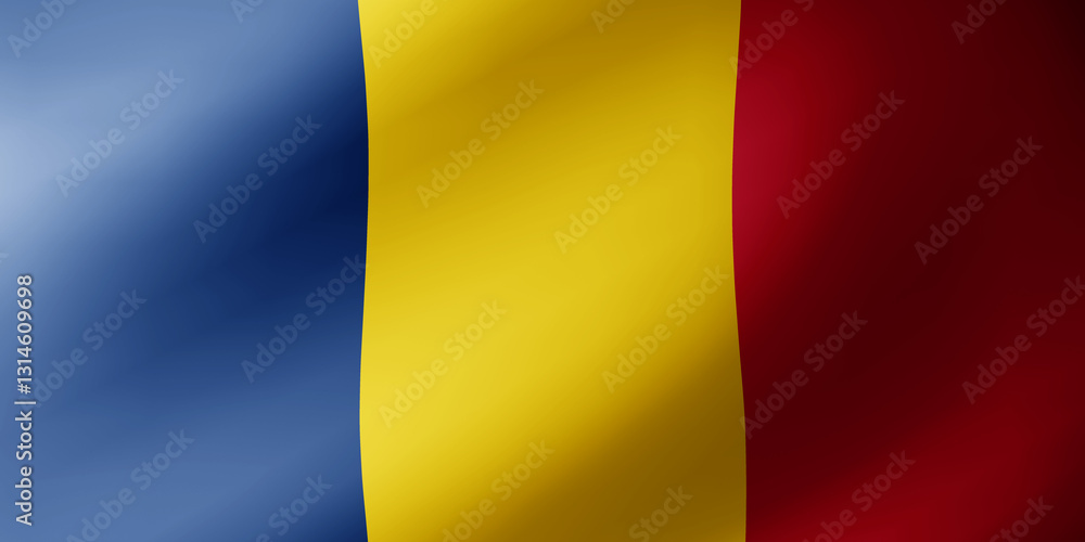 Obraz premium Waving flag of Chad. National flag of Chad background