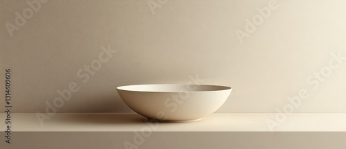 Wallpaper Mural Minimalist Beige Bowl on Neutral Background Torontodigital.ca