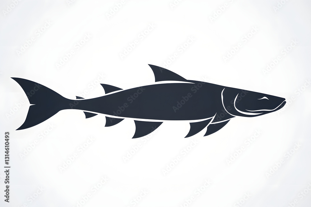 Obraz premium Fish Silhouette: Aquatic Life, Ocean Depths, Underwater World