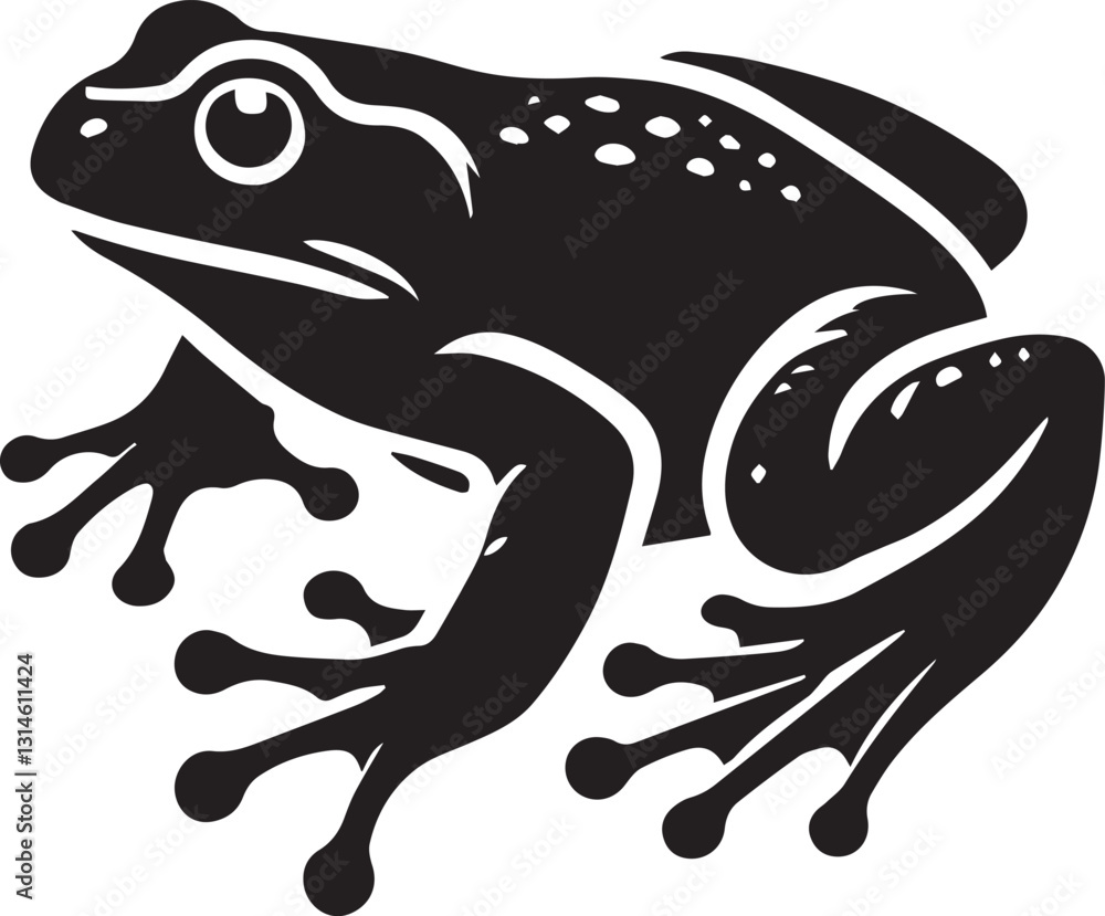 Obraz premium frog vector illustration, frog logo vector, frog vector icon, frog Silhouette vector isolated on white background