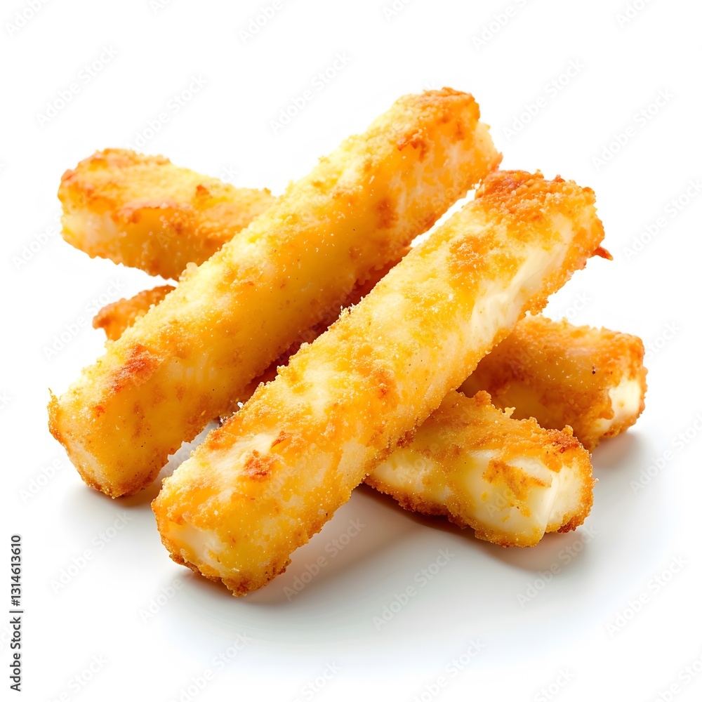 Crispy Golden Fried Cheese Sticks Served on White Background Crispy Golden Fried Cheese Sticks Served on White Background