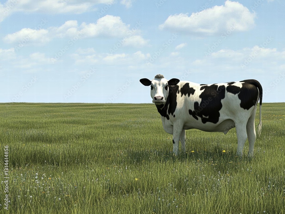 Cow Grazing in a Lush Meadow Cow Grazing in a Lush Meadow