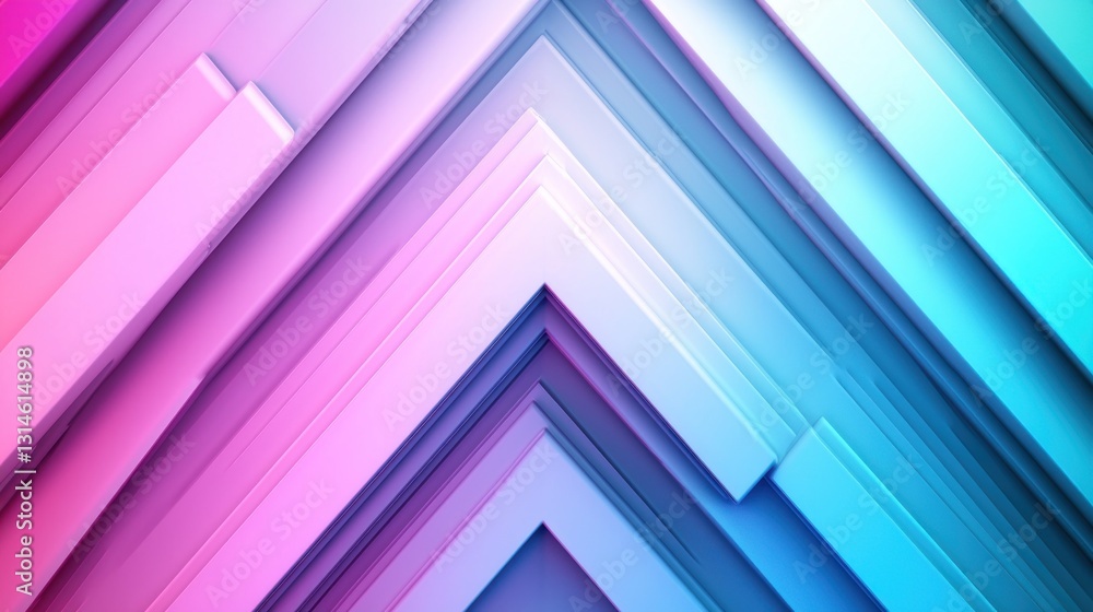Fototapeta premium Abstract geometric arrow shapes, vibrant gradient colors, modern design background, potential for digital presentation or graphic design