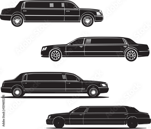 Luxury limousine Elongated silhouette vector