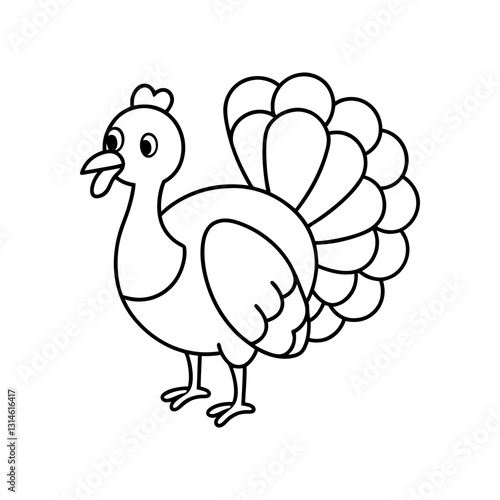 Coloring book for children Turkey line art vector