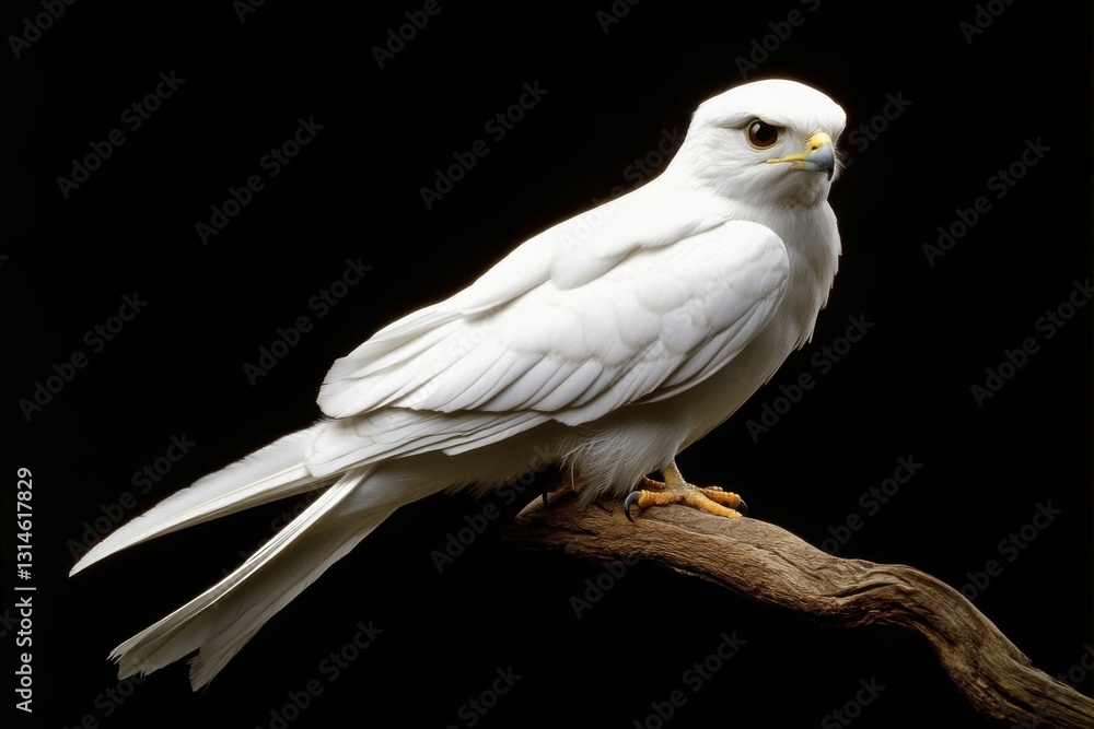 Fototapeta premium White Tailed Kite Close-Up: Majestic Bird of Prey with Sharp White Feathers