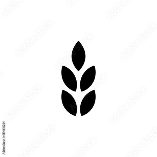 Wheat grains icon. Vector ear of wheat. Isolated illustration and black silhouette on white background.